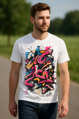 “Neon Graffiti” Urban Street Art Graphic T-Shirt – 100% Cotton Regular Fit Streetwear Tee