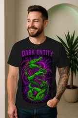 “Dark Entity” Cosmic Horror Monster Graphic T-Shirt – Neon Lightning Art, 100% Cotton Regular Fit Streetwear Tee