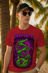 “Dark Entity” Cosmic Horror Monster Graphic T-Shirt – Neon Lightning Art, 100% Cotton Regular Fit Streetwear Tee