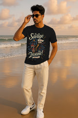 Savage “Stay Wild Go Insane” Graphic T-Shirt | 100% Cotton Regular Fit