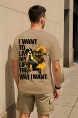 Oversized Graphic T-Shirt – BE ME Headphone Print & Live My Life Streetwear | Premium 240 GSM Cotton Tee for Men