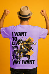 Oversized Graphic T-Shirt – BE ME Headphone Print & Live My Life Streetwear | Premium 240 GSM Cotton Tee for Men