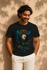 “Aegis Eagle” Sacred Star Wings Graphic T-Shirt – Bald Eagle Emblem Streetwear, 100% Cotton Regular Fit Tee