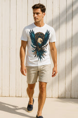 “Aegis Eagle” Sacred Star Wings Graphic T-Shirt – Bald Eagle Emblem Streetwear, 100% Cotton Regular Fit Tee
