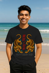“Tokyo Tigers” Japanese Kanji Graphic T-Shirt – Wild & Fearless Tiger Streetwear, 100% Cotton Regular Fit Tee