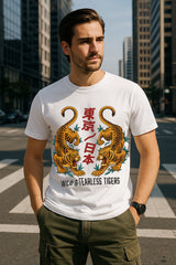 “Tokyo Tigers” Japanese Kanji Graphic T-Shirt – Wild & Fearless Tiger Streetwear, 100% Cotton Regular Fit Tee