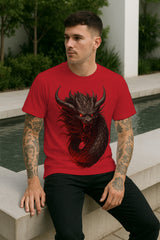 “Infernal Dragon” Red-Eyed Serpent Graphic T-Shirt – Dark Fantasy Streetwear, 100% Cotton Regular Fit Tee