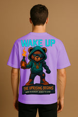 Oversized Wake Up Graphic T-Shirt – The Uprising Begins | Premium 240 GSM Cotton Streetwear Tee for Men