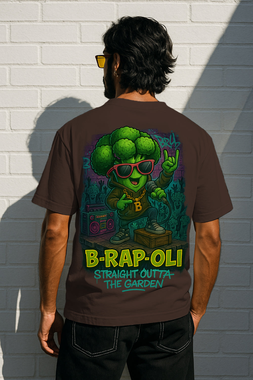 Oversized B-Rap-Oli Graphic T-Shirt – Straight Outta The Garden | Premium 240 GSM Cotton Streetwear Tee for Men