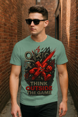 Think Outside the Game Graphic T-Shirt | Gamer Tee, 100% Cotton Regular Fit