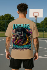 Oversized Insane MeanMugg Graphic T-Shirt – Premium 240 GSM Cotton Streetwear Tee with Skull & Hip Hop Design for Men