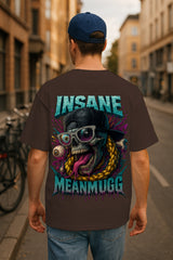 Oversized Insane MeanMugg Graphic T-Shirt – Premium 240 GSM Cotton Streetwear Tee with Skull & Hip Hop Design for Men