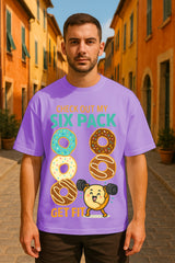 Oversized Six Pack Donut Graphic T-Shirt – Premium 240 GSM Cotton Streetwear Tee | Funny Get Fit Design for Men