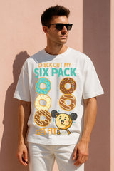 Oversized Six Pack Donut Graphic T-Shirt – Premium 240 GSM Cotton Streetwear Tee | Funny Get Fit Design for Men