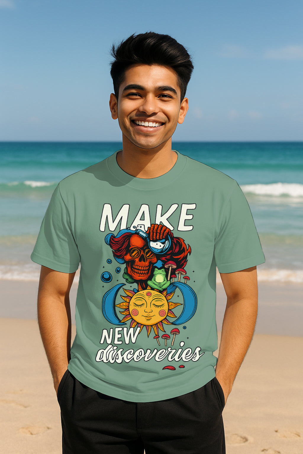 Make New Discoveries Graphic Tee – Regular Fit, 100% Cotton Streetwear