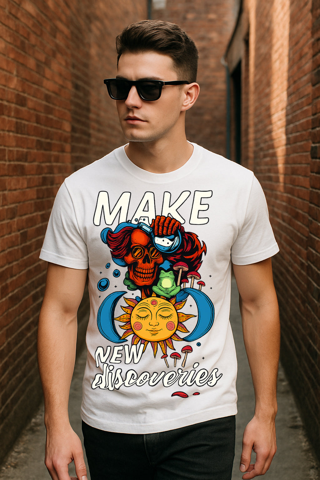 Make New Discoveries Graphic Tee – Regular Fit, 100% Cotton Streetwear