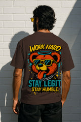 Work Hard Stay Legit Oversized T-Shirt – Streetwear Graphic Tee for Men & Women | 240 GSM Terry Cotton