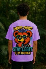 Work Hard Stay Legit Oversized T-Shirt – Streetwear Graphic Tee for Men & Women | 240 GSM Terry Cotton