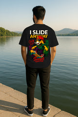 Street Surfer Dog Oversized T-Shirt – Cool Skateboard Graphic Tee | Premium 240 GSM Cotton