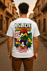 Street Surfer Dog Oversized T-Shirt – Cool Skateboard Graphic Tee | Premium 240 GSM Cotton