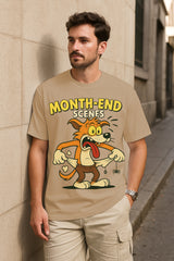 Month-End Scenes Oversized T-Shirt – Funny Cartoon Graphic Tee | 240 GSM Heavyweight Streetwear