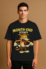 Month-End Scenes Oversized T-Shirt – Funny Cartoon Graphic Tee | 240 GSM Heavyweight Streetwear