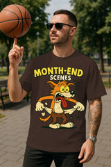 Month-End Scenes Oversized T-Shirt – Funny Cartoon Graphic Tee | 240 GSM Heavyweight Streetwear