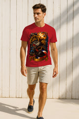 Racer’s Garage Graphic T-Shirt | Motorsport Helmet & Gears, 100% Cotton Regular Fit