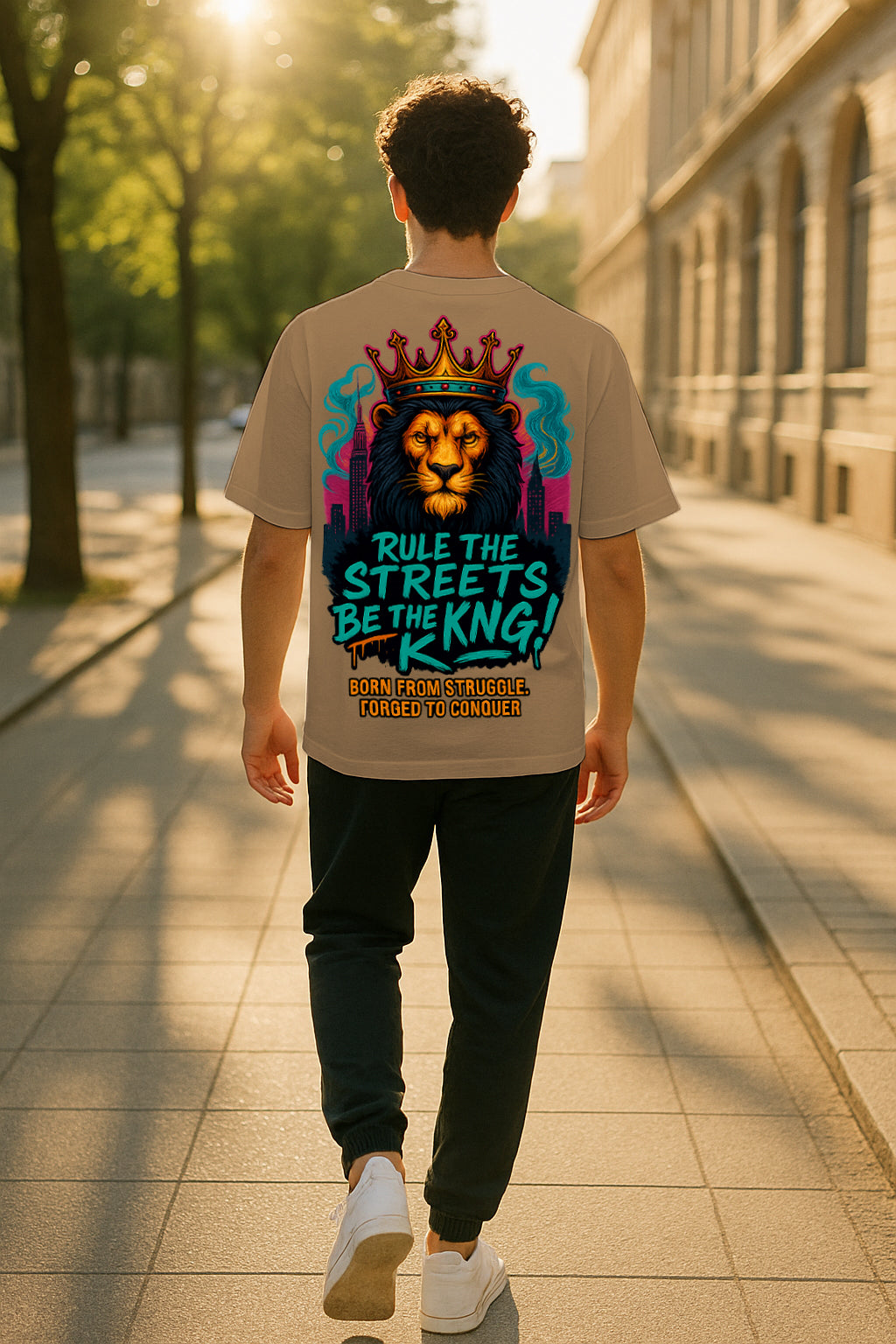 Oversized King of Streets Graphic T-Shirt – Bold Lion Streetwear Tee | 240 GSM Premium Cotton