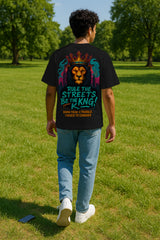 Oversized King of Streets Graphic T-Shirt – Bold Lion Streetwear Tee | 240 GSM Premium Cotton