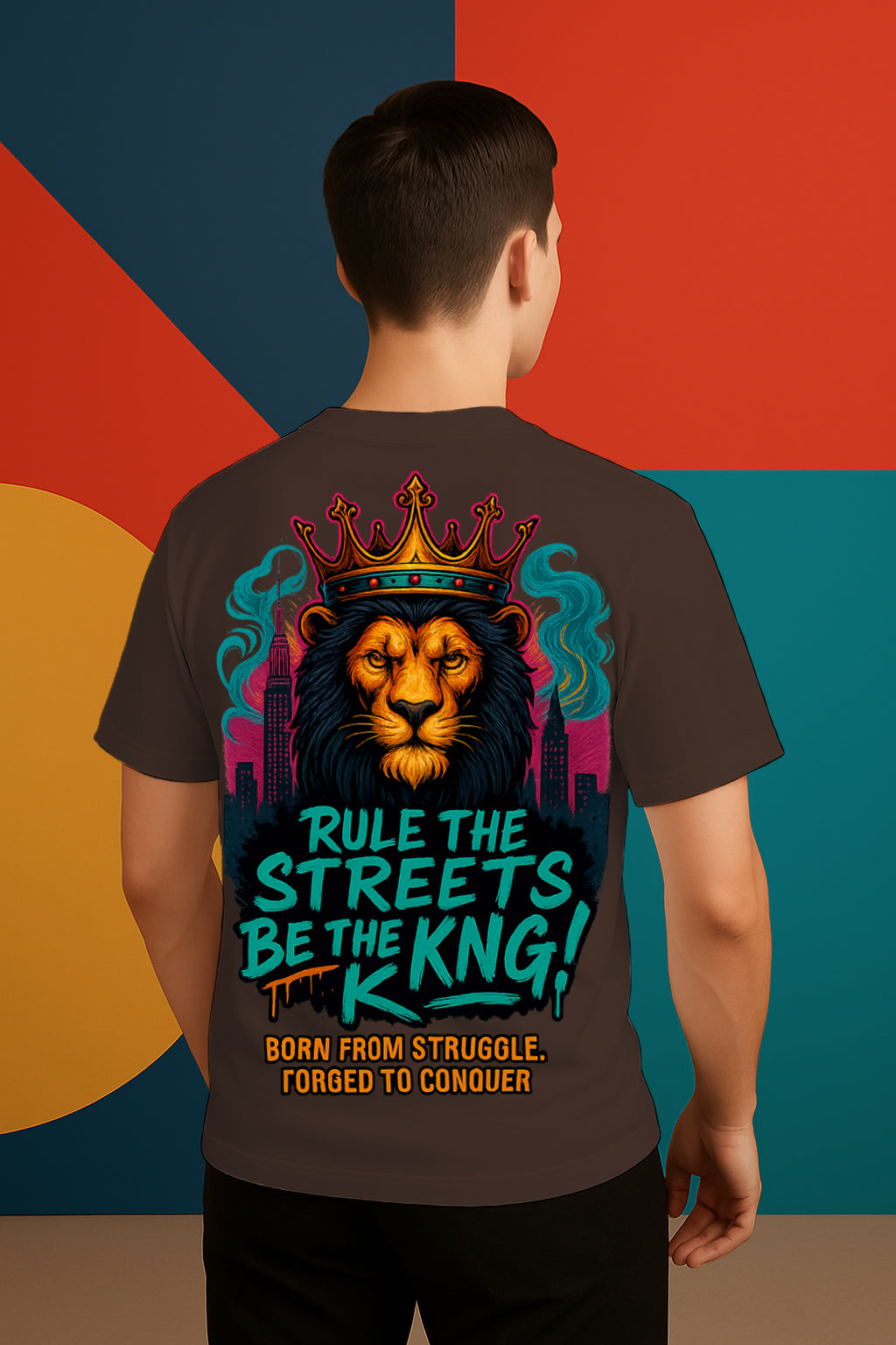 Oversized King of Streets Graphic T-Shirt – Bold Lion Streetwear Tee | 240 GSM Premium Cotton
