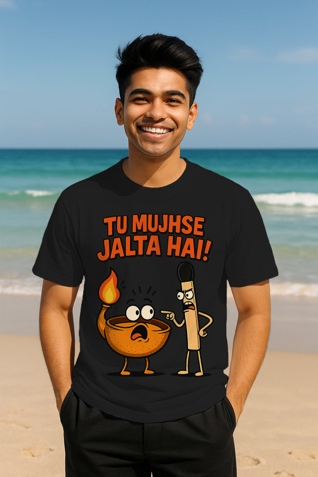 “Tu Mujhse Jalta Hai” Funny Hindi Graphic T-Shirt | 100% Cotton Regular Fit