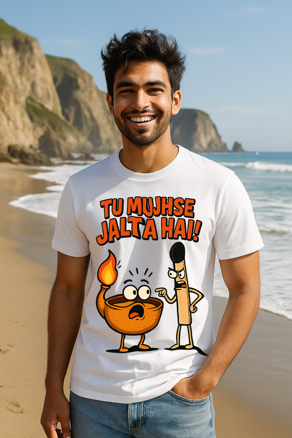 “Tu Mujhse Jalta Hai” Funny Hindi Graphic T-Shirt | 100% Cotton Regular Fit