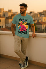 Regular Fit Out of Office Flamingo Graphic T-Shirt | 100% Cotton