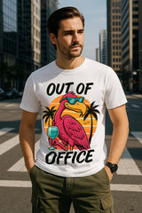 Regular Fit Out of Office Flamingo Graphic T-Shirt | 100% Cotton