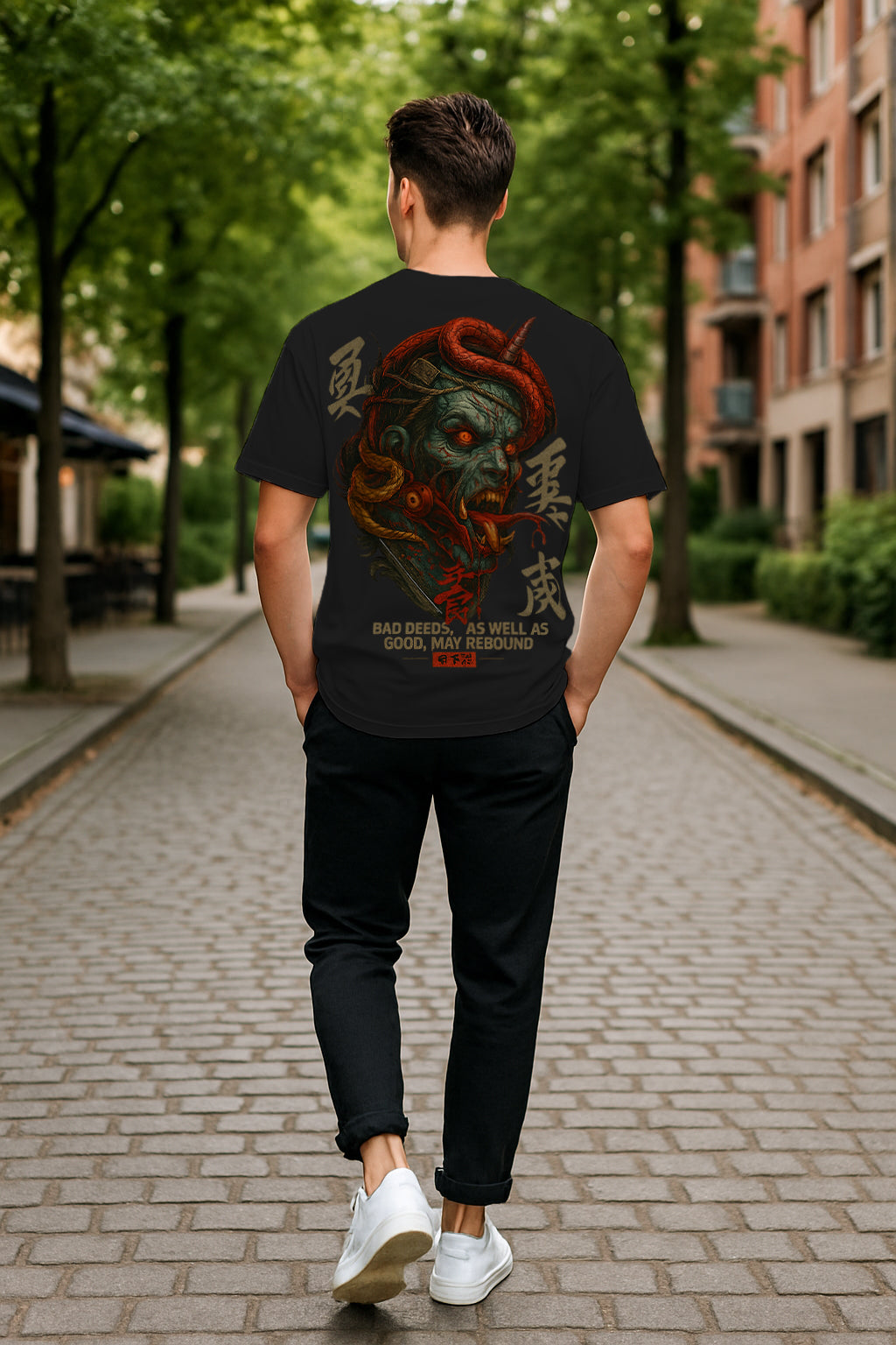 Samurai Oni Warrior Oversized Graphic T-Shirt – 240 GSM Premium Cotton Streetwear