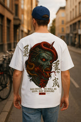 Samurai Oni Warrior Oversized Graphic T-Shirt – 240 GSM Premium Cotton Streetwear