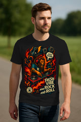 DJ Lion Rock & Roll Graphic T-Shirt | 100% Cotton Regular Fit