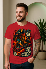 DJ Lion Rock & Roll Graphic T-Shirt | 100% Cotton Regular Fit
