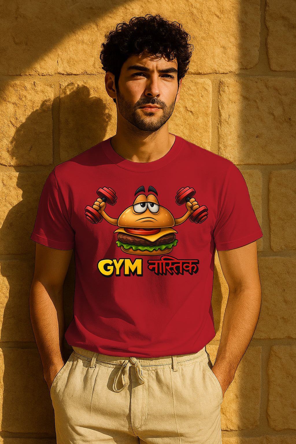 GYM Funny Hindi Graphic T-Shirt | 100% Cotton Regular Fit