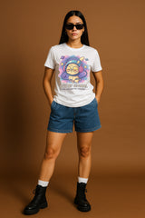 Women’s “Out of Signal” Astronaut Cat Graphic Tee | Space & Headphones Kawaii Streetwear