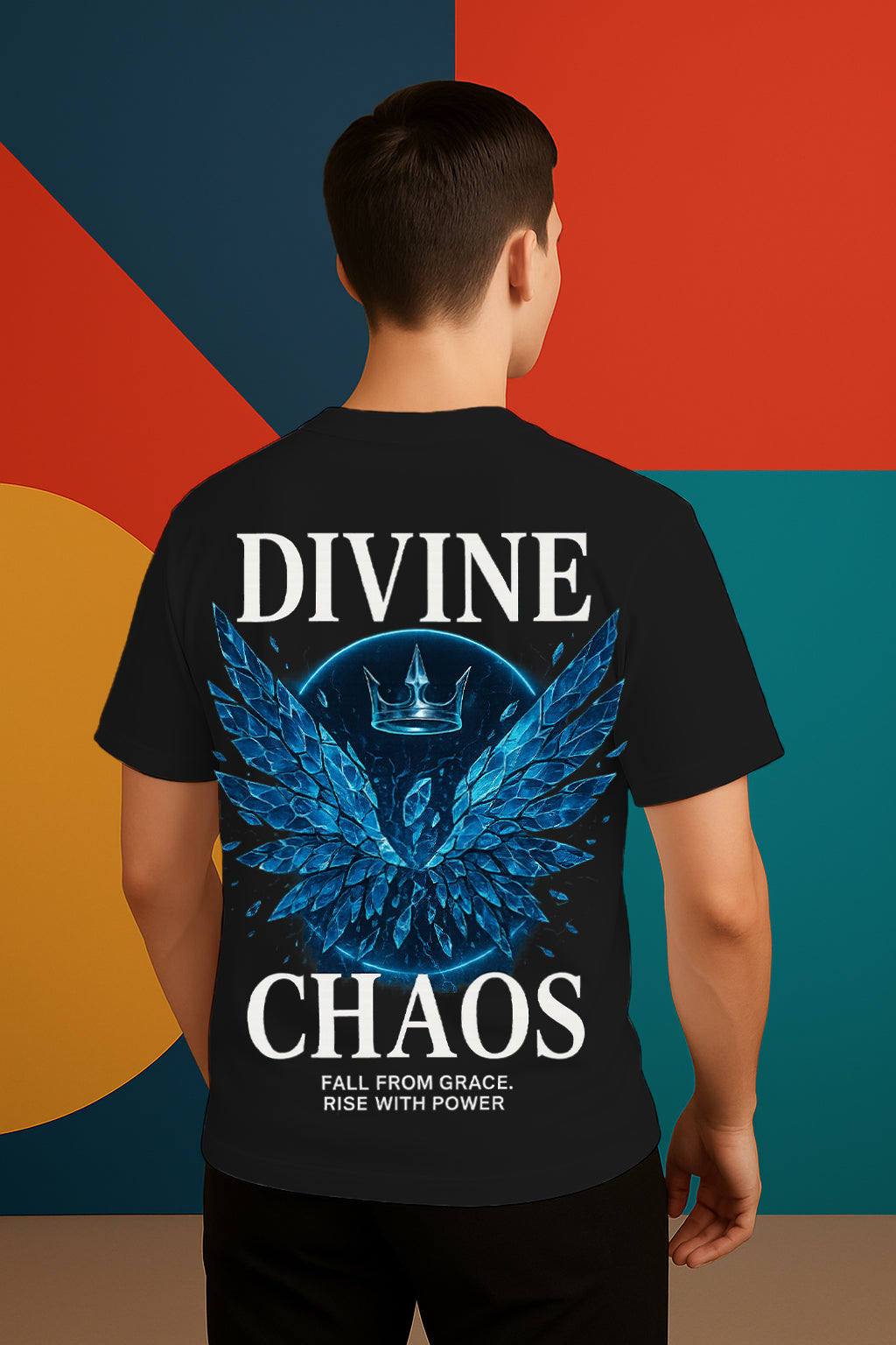 Divine Chaos Oversized T-Shirt – Premium 240 GSM Terry Cotton Streetwear for Bold Style