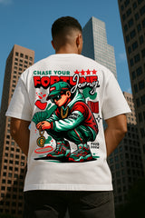 Chase Your Fortune Graphic Oversized T-Shirt – Streetwear Bitcoin Hip-Hop Style Tee