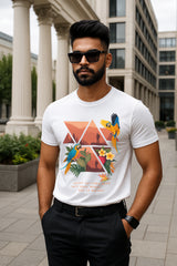 Wander Free Parrot Graphic T-Shirt | Travel Quote Tee, 100% Cotton Regular Fit