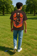 Black Slash Oversized Graphic T-Shirt – Anime Inspired Streetwear | 240 GSM Premium Cotton