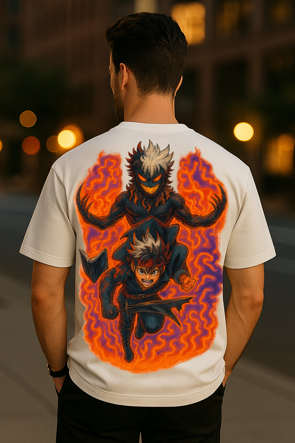 Black Slash Oversized Graphic T-Shirt – Anime Inspired Streetwear | 240 GSM Premium Cotton