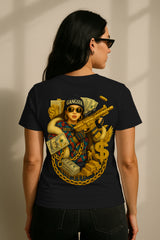 Gangsta Glam Women’s Graphic T-Shirt – Hip-Hop Money & Chains Streetwear Tee