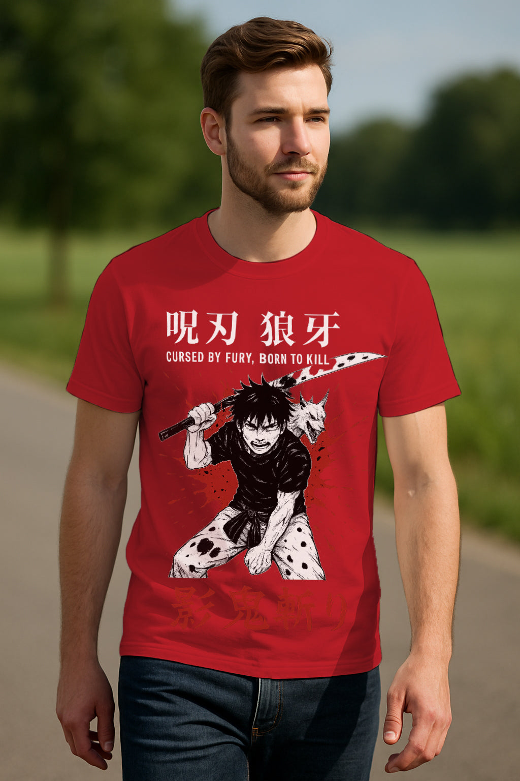 Regular Fit Cursed Blade Ronin Anime Graphic T-Shirt | Katana Warrior, 100% Cotton