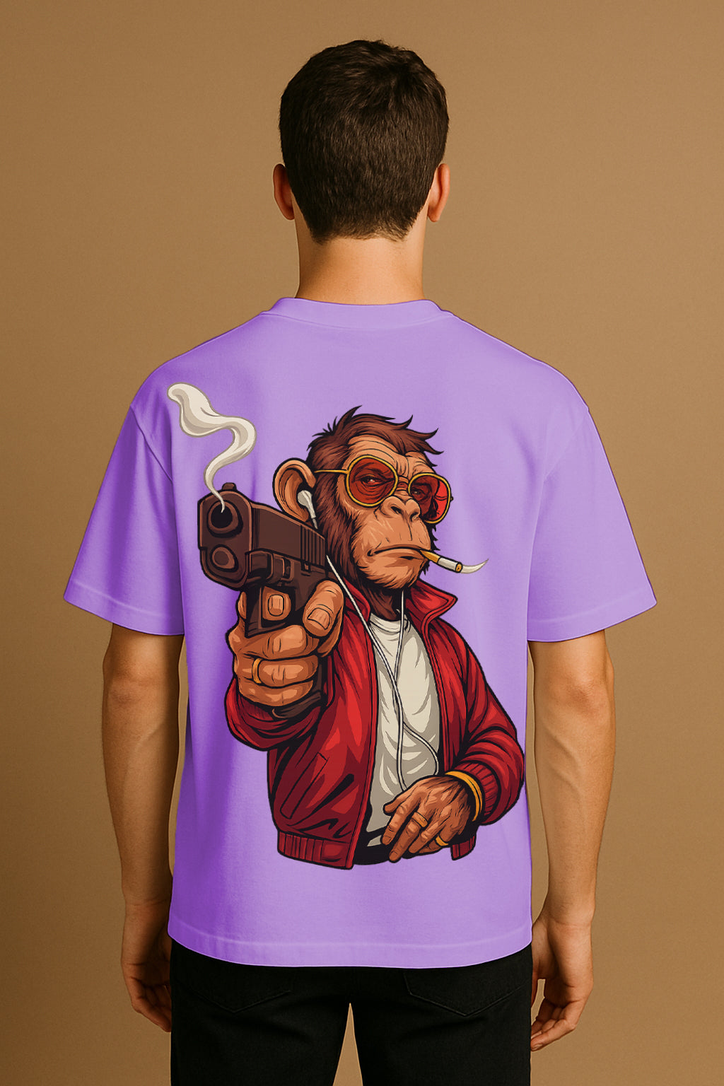 Gangster Ape Oversized Graphic T-Shirt – Streetwear No Mercy Edition | 240 GSM Premium Cotton