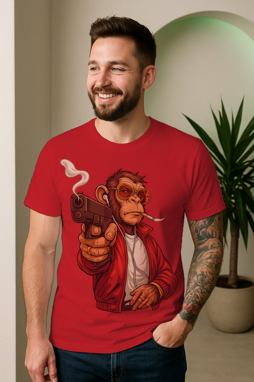 Regular Fit Gangster Ape Streetwear Graphic T-Shirt | 100% Cotton